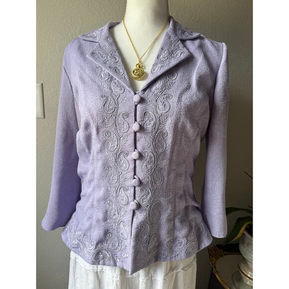 Lavender Embroidered Button Up - Picture 2 of 4
